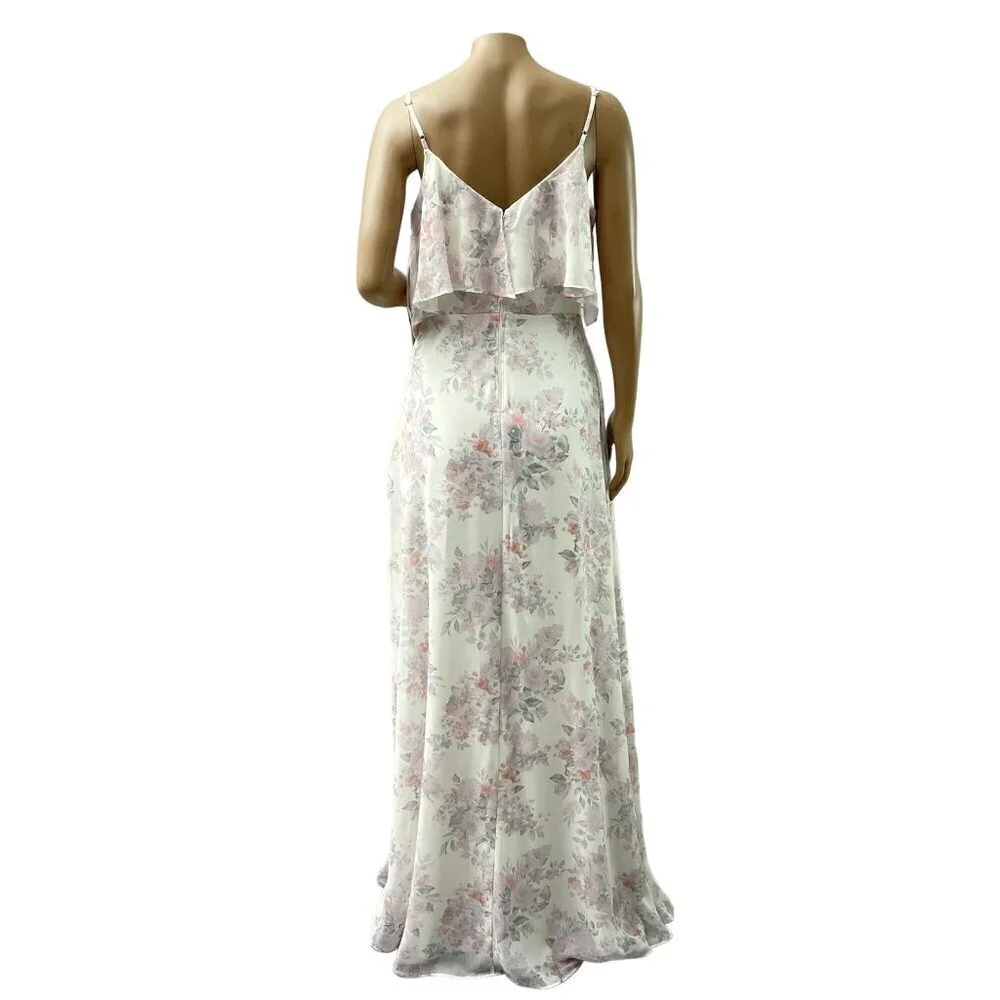 Birdy Grey Jane Slit Convertible Blush BouquetMaxi Formal Bridesmaid Dress S NWT